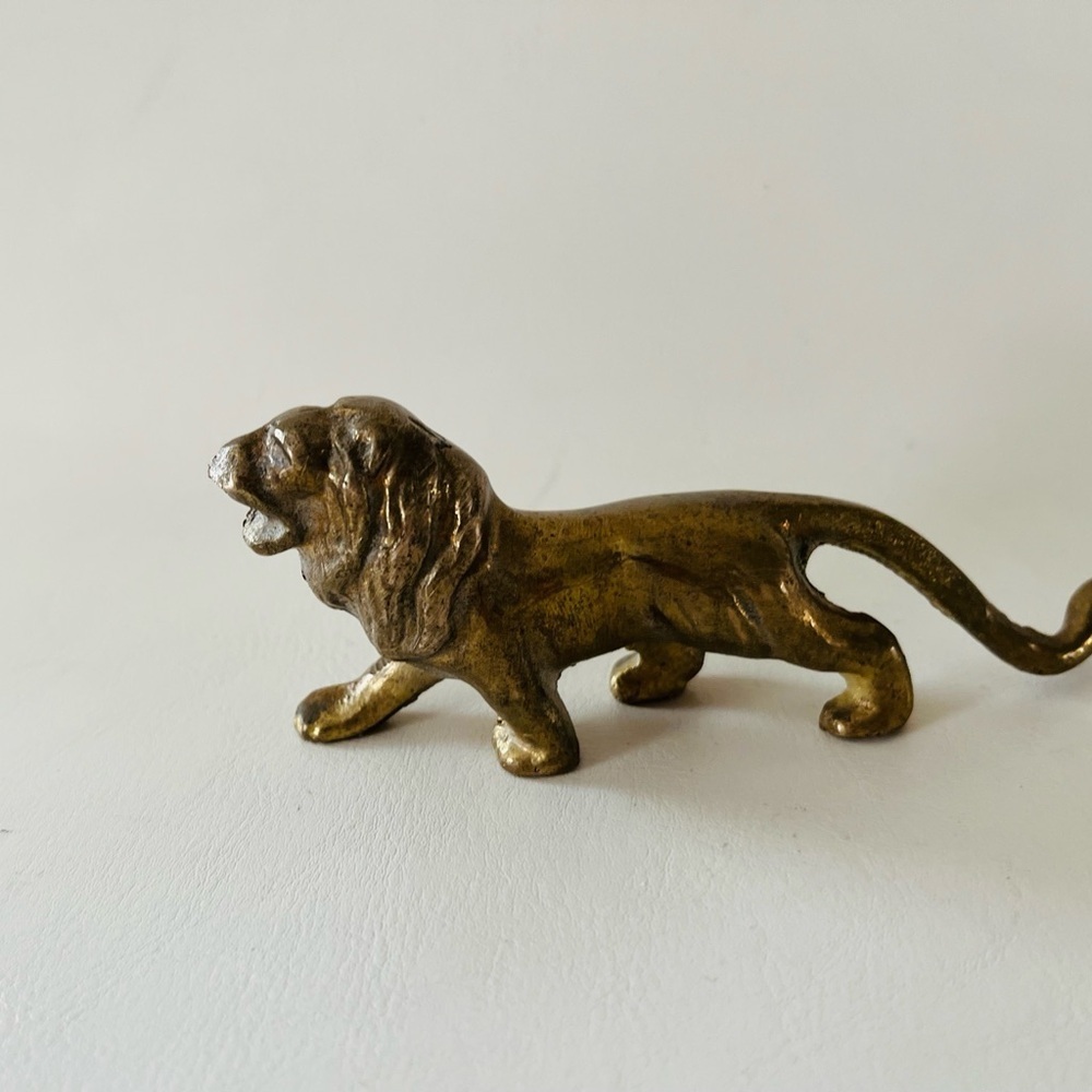 Antique Brass Lion Figurine